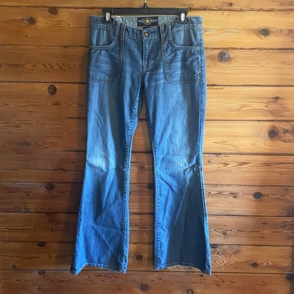 Lucky Brand Jeans - Charlie Flare Abby Trousers Medium Wash Size 6/28 - Picture 1 of 16
